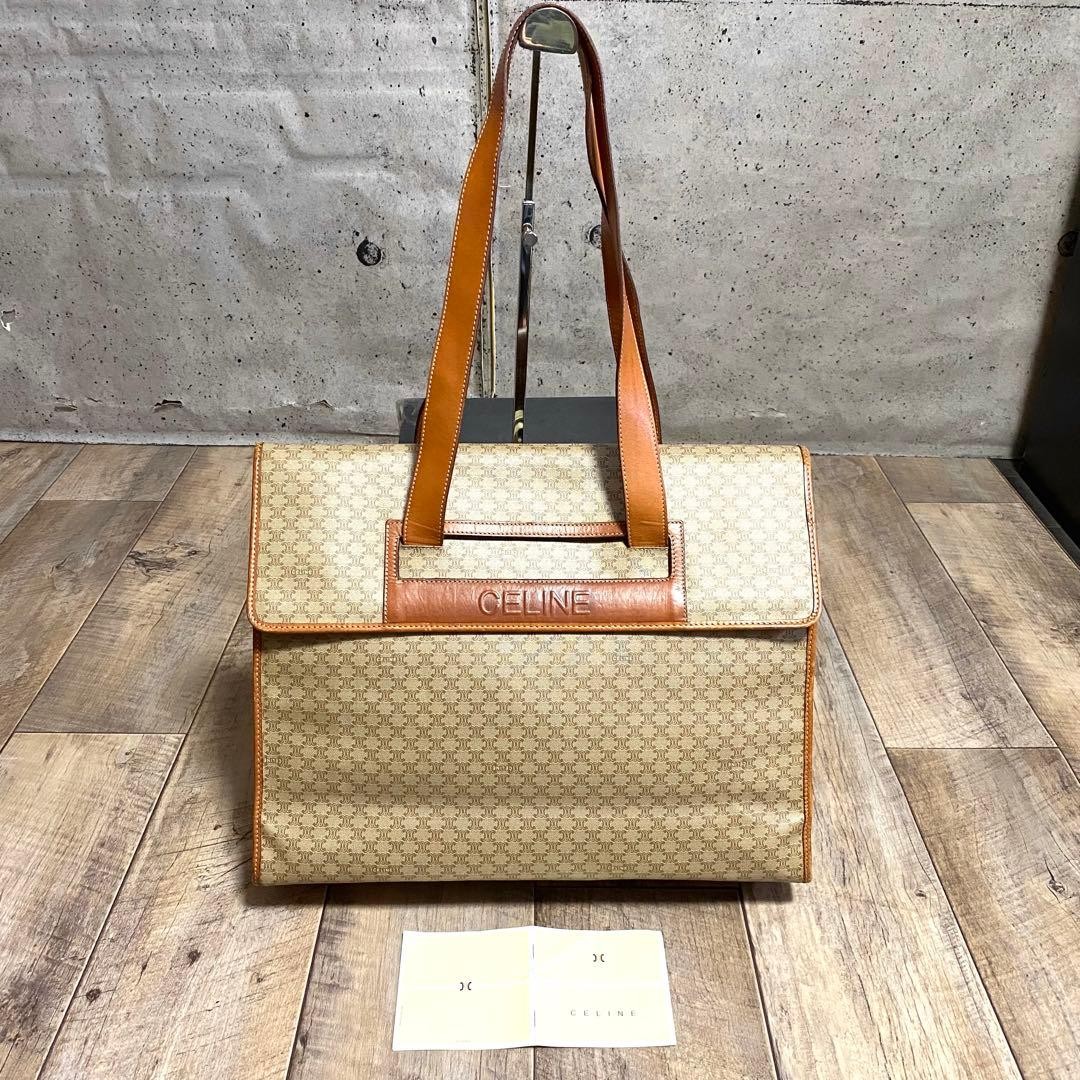 Authentic☆Celine Logo Macadam Pattern Leather Tot… - image 2