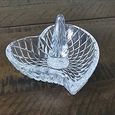 Vintage Clear Glass Heart-Shaped Ring Holder Trinket Dish Jewelry Holder