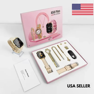 A58 Plus Smart Watch Combo Set Gifts for Women Fitness Tracker Quartz Health-USA