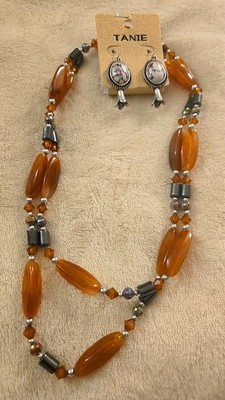  Brown/Silver white turquoise earrings magnetic necklace boho western fashion 