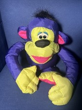 1994 Fisher Price Chattering Chimp Monkey Stuffed Animal Purple Pink Yellow VTG
