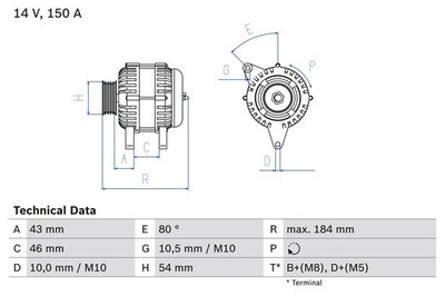 BOSCH Lichtmaschine Generator Lima 0 986 044 400 +67.25  Pfand für 406 150A FIAT