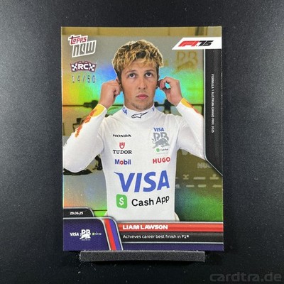 Liam Lawson 14/50 Gold Topps Now F1 2025 #049 Achieves career best finish in F1