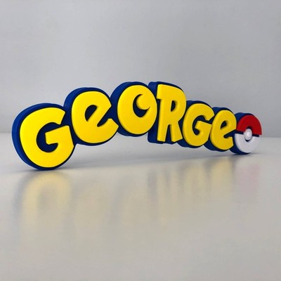 Personalisiertes Pokemon Namensschild mit Poke Ball Kinderzimmer Kinderzimmer Geschenk Deko 3D