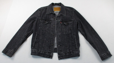 Levis Denim Trucker Jacket Men's Small Gray Charcoal Button
