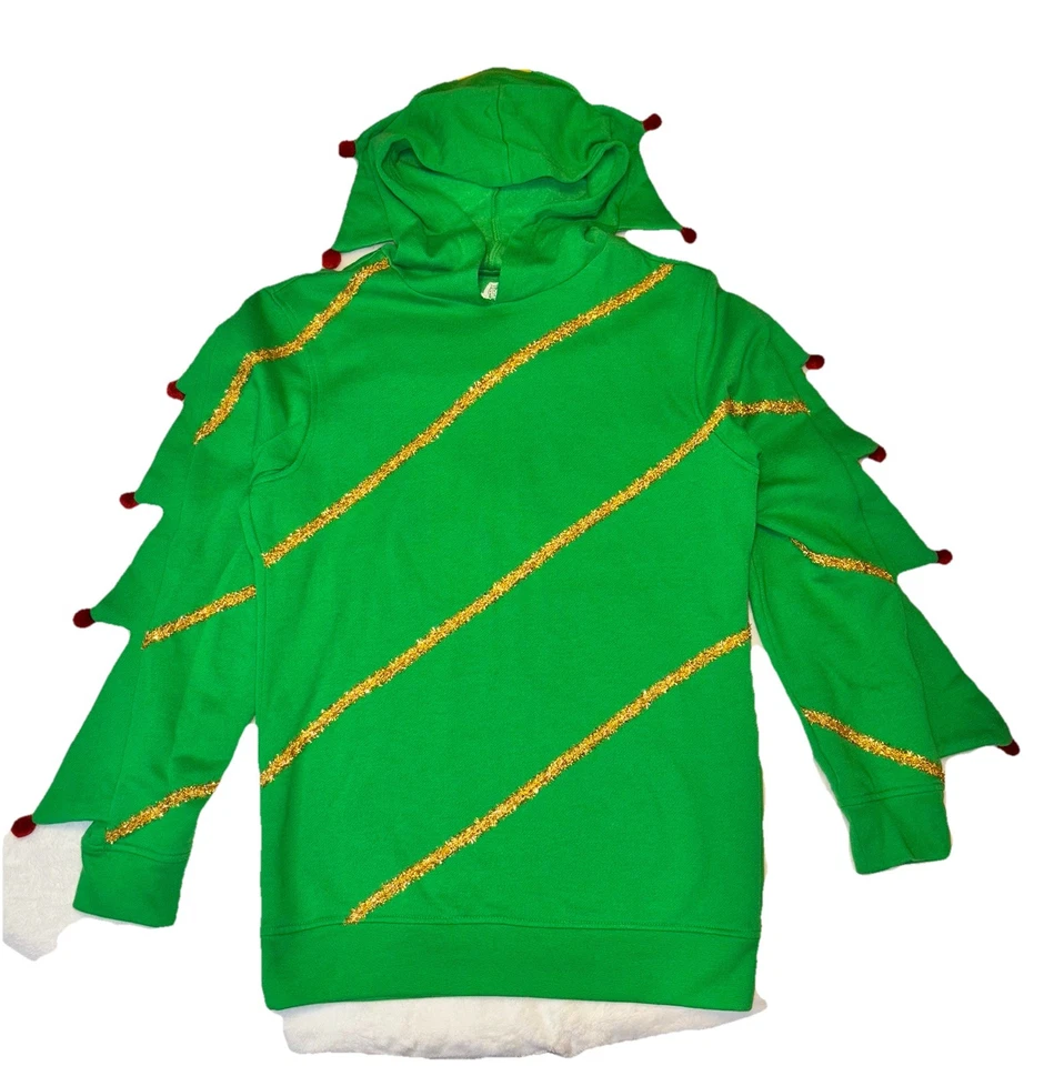 Sudadera con Capucha American Rag Árbol de Navidad Oropel Pompones Suéter Feo Unisex Talla Pequeña Foto 3 de 4