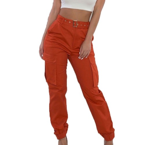 Casual Women Solid Combat  Pants Ladies Joggers High Waist Pocket Trousers# - Imagen 3 de 18