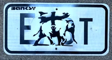 Banksy Original Graffiti Street Sign Painting Street Art Dismaland Traffic RARE