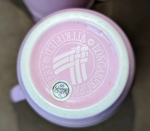 Longaberger Tall Latte Mugs SetOf 2 Breast Cancer Awareness 6+ Inch Height jan24 - Picture 8 of 13