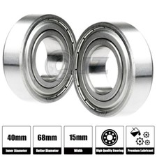 2x 6008-ZZ Ball Bearing 40mm x 68mm x 15mm Double Shielded Metal Seal 2Z QJZ NEW
