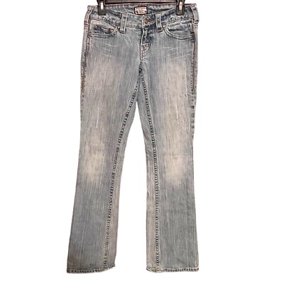 KALI Denim Jeans Womans Sz 5 Jrs  Light Wash Stone Wash Distressed Bootcut