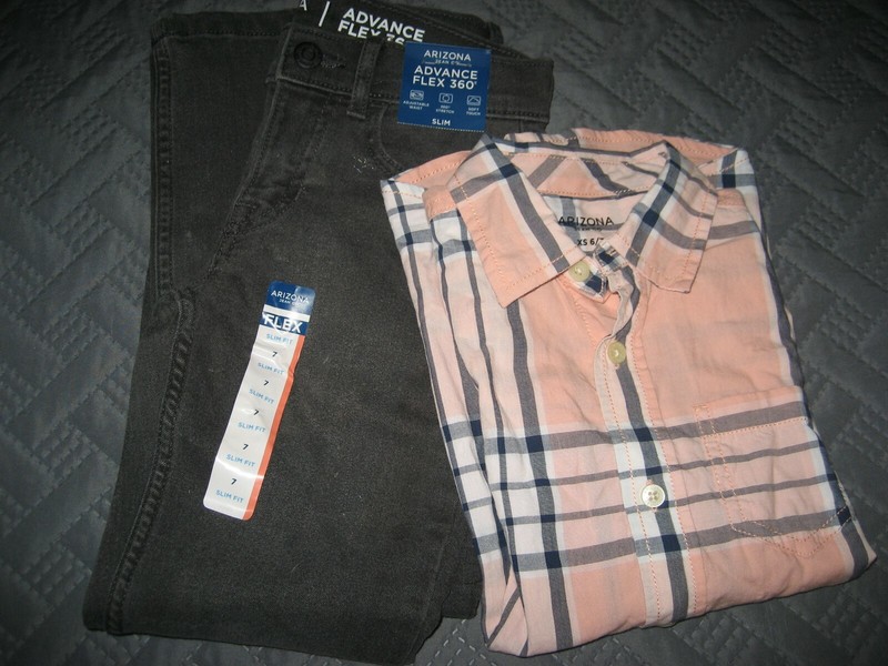 Girl's Jeans & Blouse by Arizona Size 7 Reg Slim Fit & Blouse 6/7 NEW with Tags