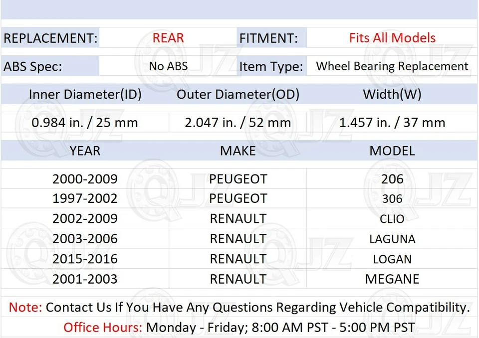[TRASERO (cantidad 2)] Repuesto de cojinete de rueda para Renault Laguna 2003-2006 modelo tracción delantera Foto 2 de 4