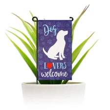 Garden Flag Dog Lovers Welcome 4"x8" Cute Gift for Dog Lovers by G128
