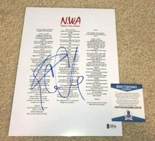 ICE CUBE SIGNED STRAIGHT OUTTA COMPTON NWA LYRIC SHEET BIG 3 FRIDAY BAS