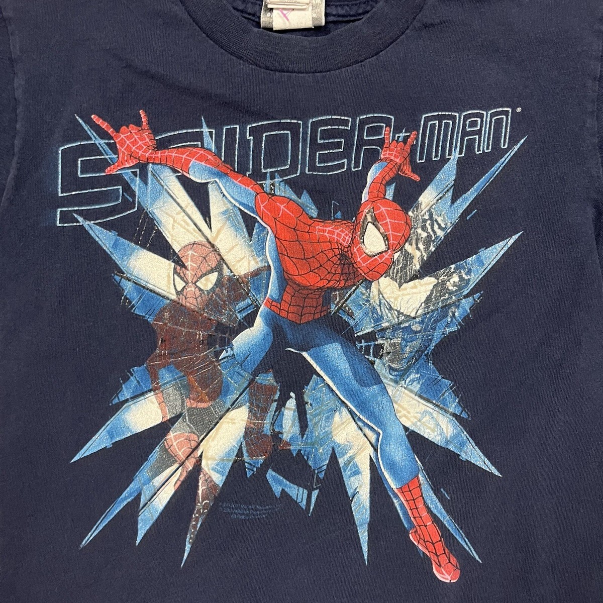 Spider Man Movie Promo Tee スパイダーマン Tシャツ Vintage Spider-Man Promo Tee Movie Blue Men's T-Shirt Size