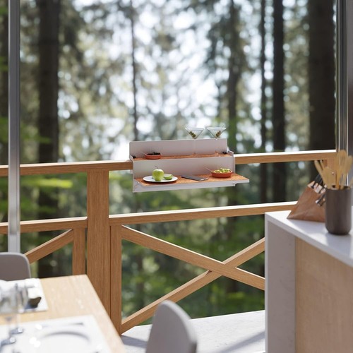 LEVIRA Mesa Plegable Para Balcón 64x35x29 Cm Blanca – Mesa De Metal ForFun - Imagen 3 de 6