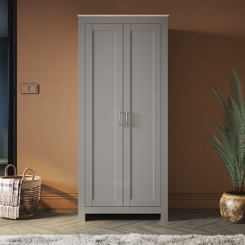 Foret Cabinet Wardrobe Clothes Rack Bedroom Storage Organiser 2 Doors Grey 180cm - Picture 5 of 15