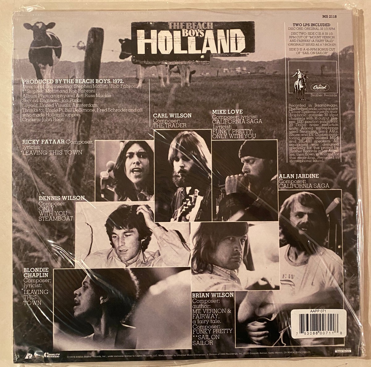 BEACH BOYS Holland Brian Wilson 200 gram vinyl SEALED LP +