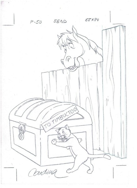 Disney's The Aristocats - Dibujo de producción original - Cardona - Firmado