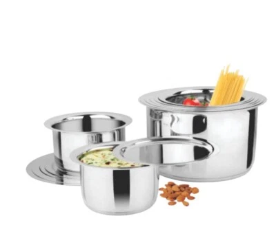 SNG Stainless Steel Induction Tope & Lids Pot Serving Patila Bhagona Casserole 5pcs