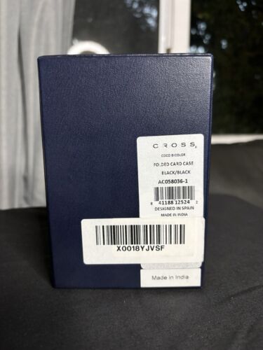 NUEVO EN CAJA Cartera Portatarjetas Doble Plegable Cuero Cocodrilo Repujado Negra - Imagen 5 de 5