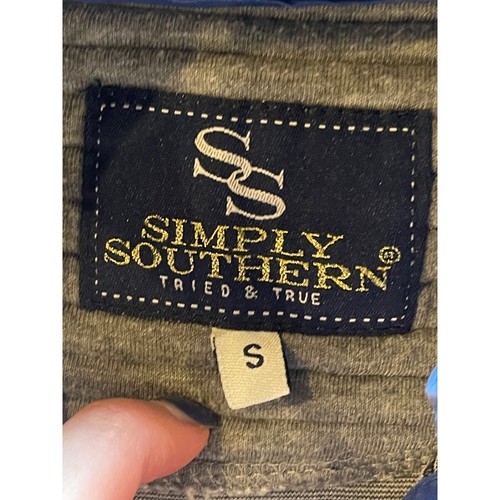 Simply Southern Sweatshirt Women Small Gray Ribbed Quarter Snap Athleisure - Picture 9 of 10