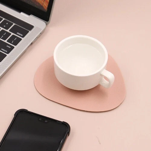 Faux Leather Placemats Set Round for Dinner Table Mats Heat Resistant Coffee Mat - Image 4 of 4