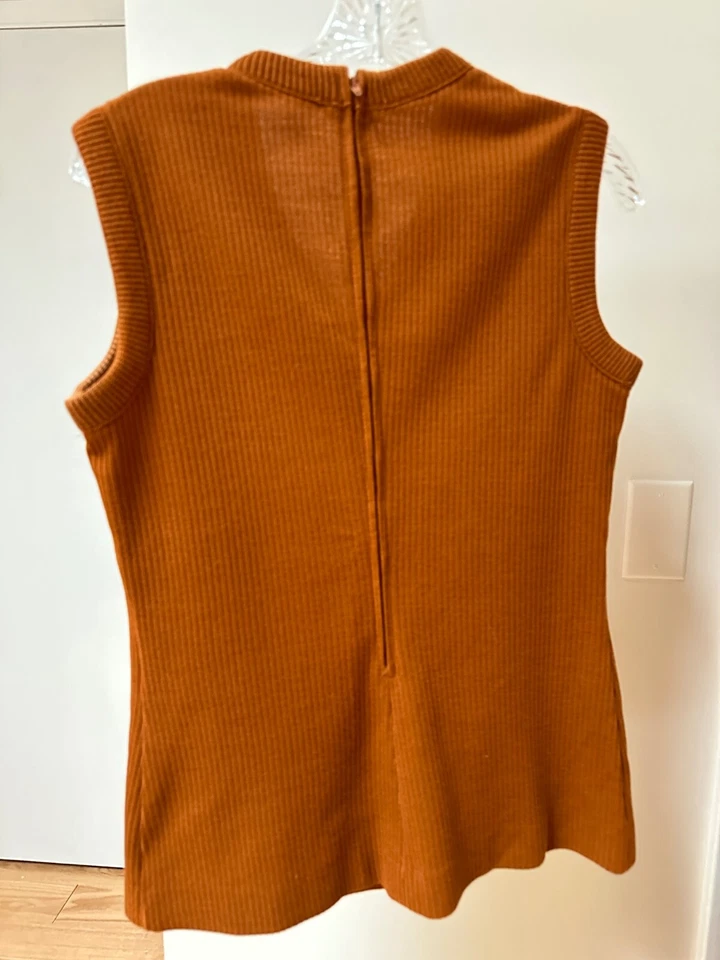 De Colección '50's - '70s Mod GoGo Disco Ocio Pantalón Traje Naranja Óxido Tejido 2 Piezas (S) Foto 4 de 4