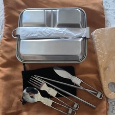 US Military Mess Tin repro Camping Mess Kit Stainless Steel Cutlery Chop Board