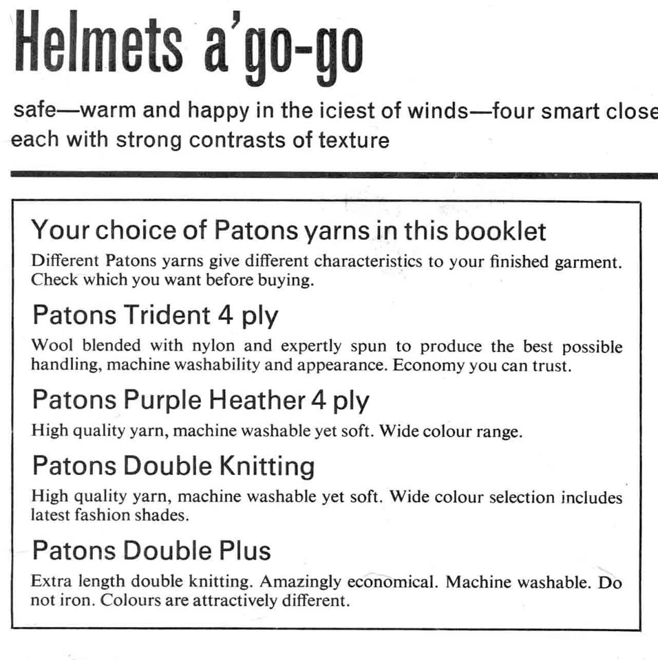 Child Helmet Hat - 4 to 7 years - Patons DK/4 ply 2463 knitting pattern PRINT - Image 2 of 2