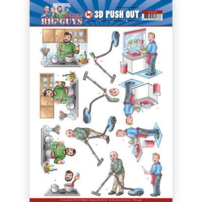 3D-Stanzbogen - Yvonne Creations - Big Guys Workers - Kochen und Putzen
