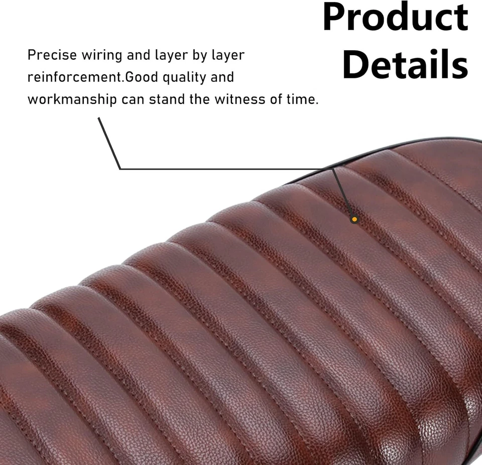 Sillín plano de motocicleta café corredor asiento vintage para Honda CB Suzuki GS Yamaha XJ Foto 4 de 4