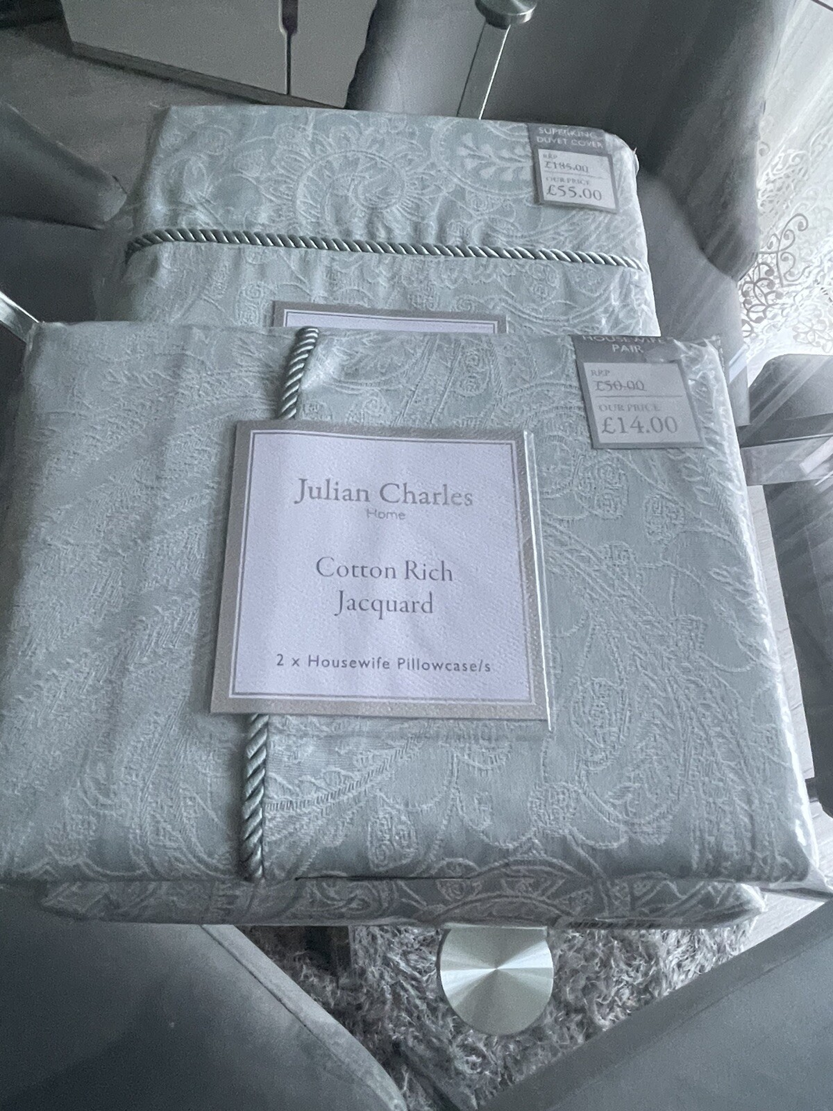 Julian Charles Super king Duvet Cover and Pillowcases Light turquoise