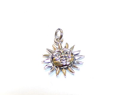 Handgefertigter 925 Sterling Silber Sonnengesicht Anhänger Verkauf ohne Kette 14 mm