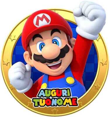 SUPER MARIO BROS Gold Waffel mit NAMEN Tortendeko Hostie Zucker