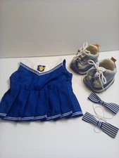 Build A Bear Clothing Lot Outfit Sports Blue Cheerleader  2 Hair Bows Skechers