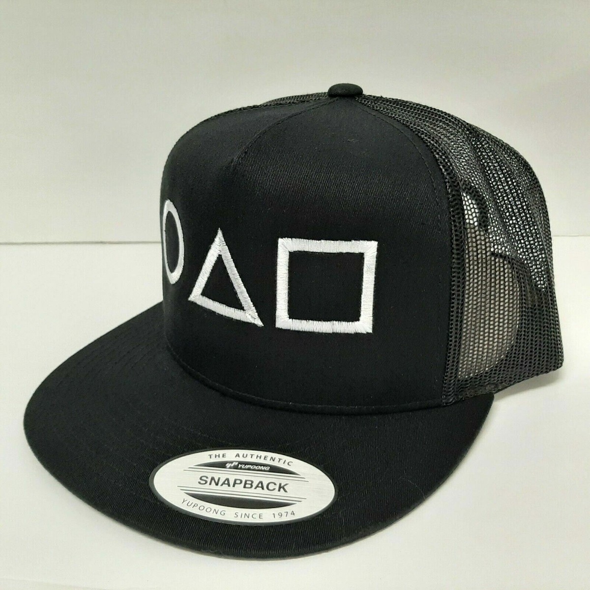 Netflix Korea Squid Game Hat Cap Yupoong Flat Bill Snapback Mesh Trucker Black Squid Game Hat Cap Yupoong Flat Bill Snapback Mesh Trucker  main image 3