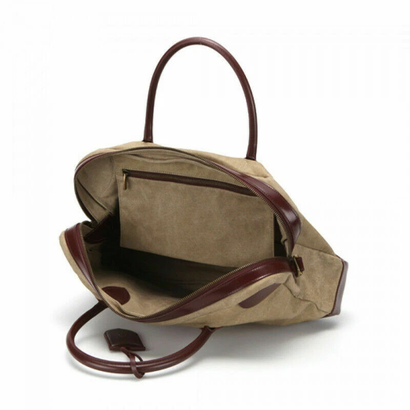 S.T. Dupont Iconic Beige Canvas & Brown Leather Document Bag, 191302, New In Box - Image 3 of 4