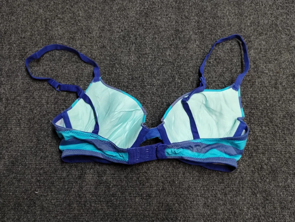Sujetador Flirtitude para mujer 34B azul a rayas con aros FavePush Up Foto 2 de 3