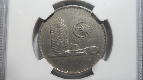 Malaysia 50 Sen Reverse Struck Thru Error, 1973, NGC AU 55 Error - Picture 4 of 4