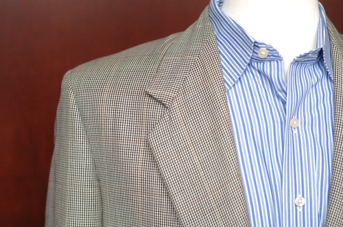 Lubiam Men's Beige & Black Check Windpowpane Wool Blazer Sport Coat 42R 42 R - Picture 6 of 10