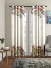 New 2 Piece Eyelet Polyester Door Curtain Set - 7 feet Multicolor