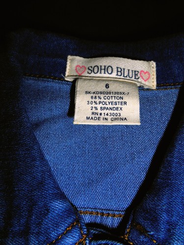 Soho Blau Mädchen Größe 6 Blau Jeans Jeansjacke Druckknopf Cropped Langarm - Bild 3 von 6