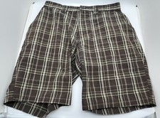 sz 34 - Men's BURNSIDE SHORTS - brown plaid - surfer skater look