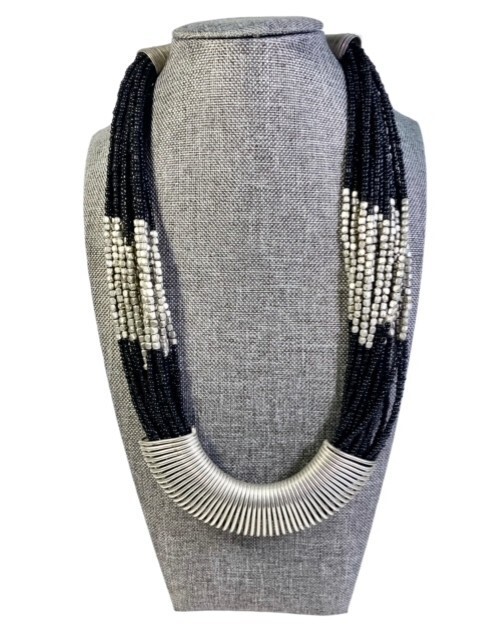 Modernist Statement Bib Necklace Multiple Strands… - image 1