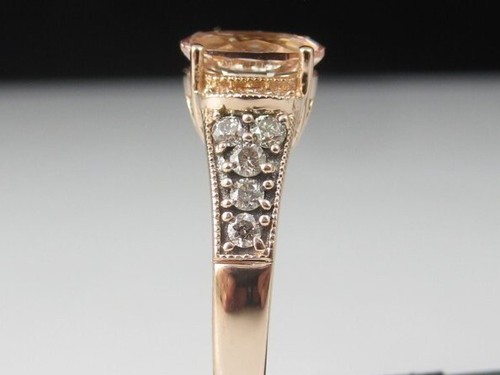 LeVian Chocolatier 14K Rose Gold Peach Oval Morganite Diamond Ring Size 7 - Picture 6 of 7
