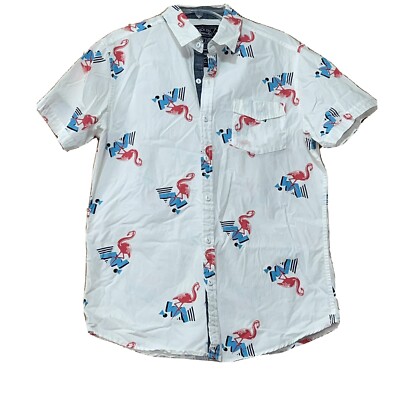 Broken Threads Flamingo Print Button Shirt Men's Size Medium E804