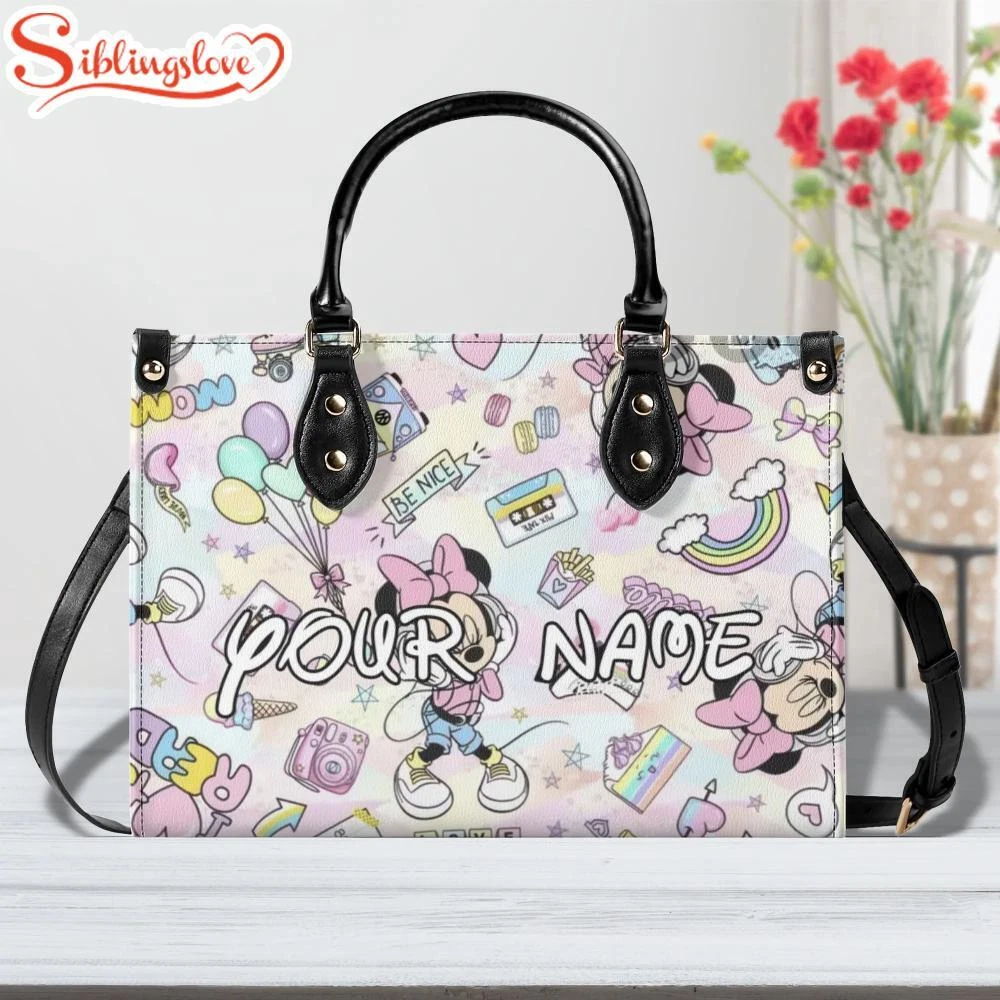 Personalized Name Minnie Leather Handbag
