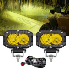 2x4" LED Work Light Bar Spot Pods Driving Amber Fog Offroad Lamp Wiring Harness